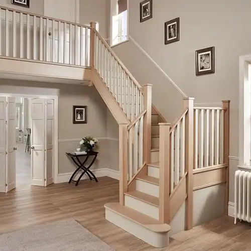 东莞实木楼梯整体定制全屋别墅红橡木扶手踏步立柱铁艺美式现代