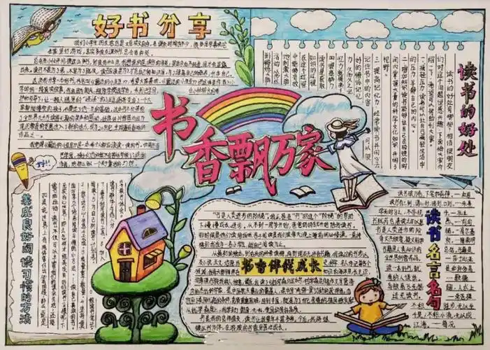 书香飘万家手抄报图片爱阅读爱文明爱生活