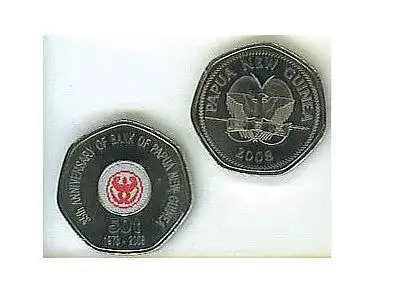 papua new guinea: 2008 uncirculated 50 toea 35th bank anniv.