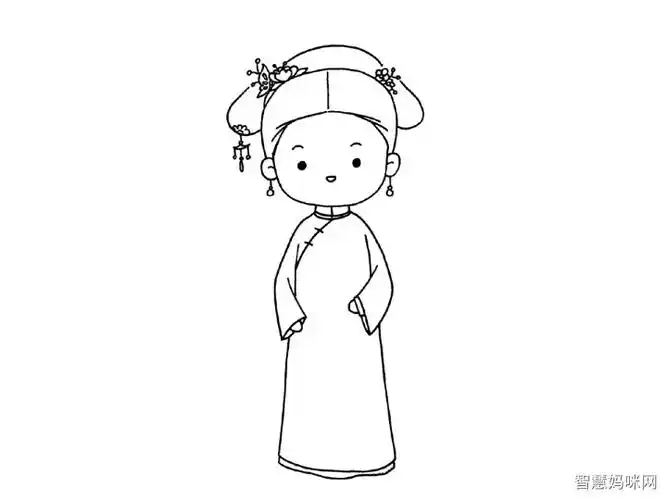 清宫小姑娘简笔画画法步骤