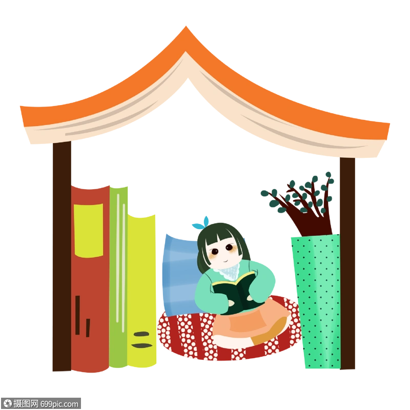 读书日书屋里学习的女孩