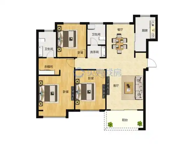 【东润玺城_郑州东润玺城楼盘】三居室户型图|3室2厅1厨2卫建面 125m