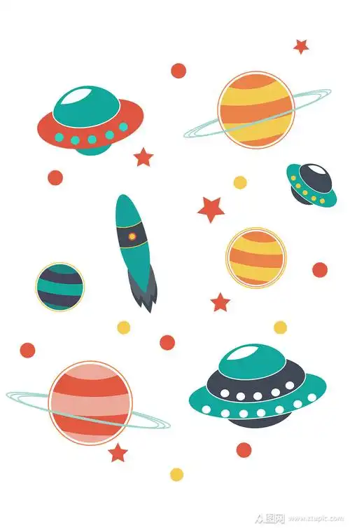 卡通太空探险插画矢量素材