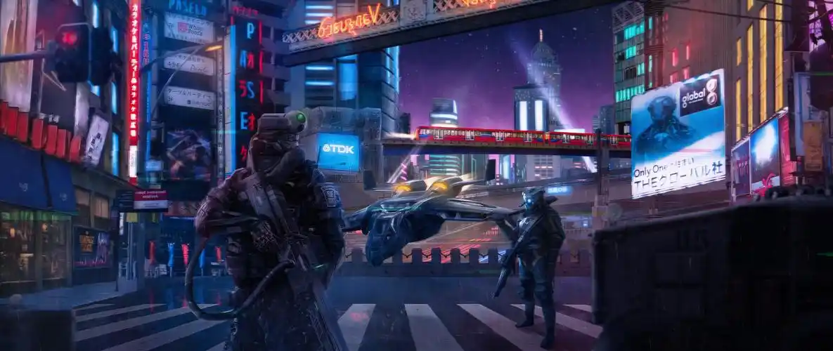 未来都市赛博朋克场景科幻合成海报练习