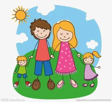 一家四口去旅游简笔画