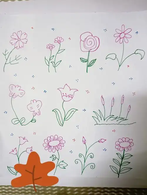 简笔彩色小花走珠笔#我的绘画成长史  #简笔画  #简笔画教程  #画个简