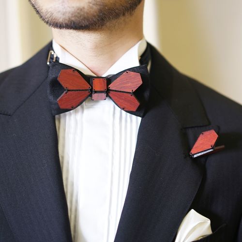 weixuwang实木红花花梨木几何系列金瀚同款西装结婚领结