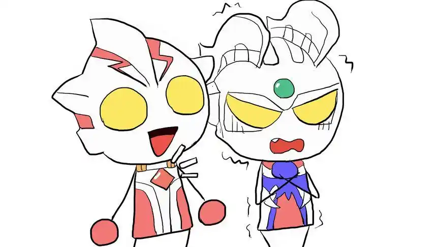 可爱的梦比优斯奥特曼与赛罗奥特曼双人组合儿童卡通简笔画