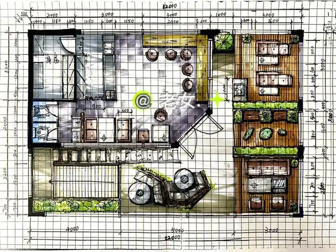 室内外设计手绘咖啡厅设计全套图