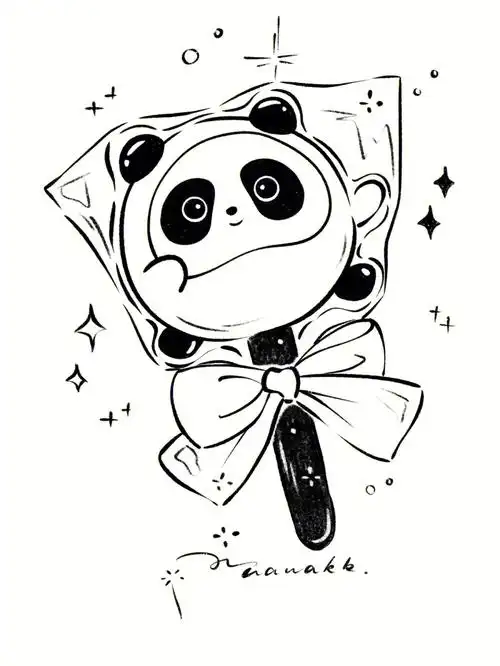 画一个冰墩墩的棒棒糖付教程速写绘画