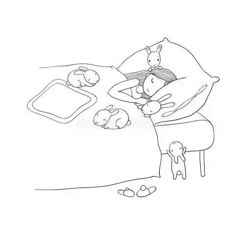 人睡在床上的简笔画