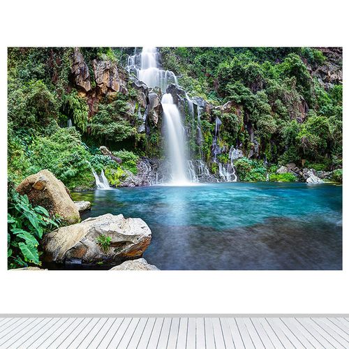 山水风景画瀑布流水生财自然风光客厅办公室卧室招财风水聚财壁画