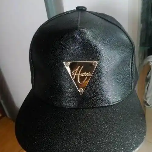 潮牌鸭舌帽hater 黑色带闪有型三角形标志