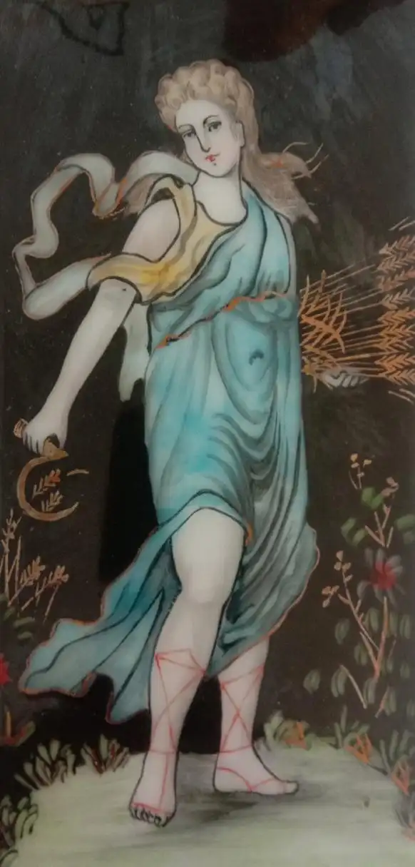珐琅铜板画～丰收女神(希腊神话中的女神)～德墨忒尔(demter).