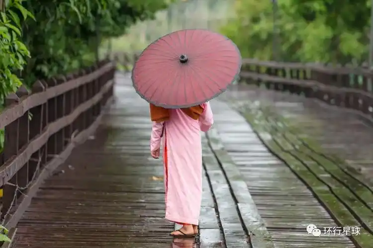 一位尼姑窈窕的身影 图:horizonman / shutterstock