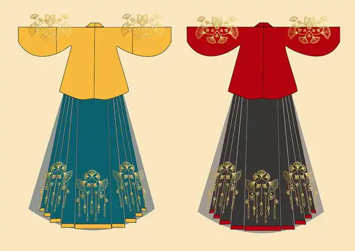 子叶翩跹汉服袄裙图案设计