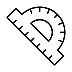 量角器简单图标白色塑料透明量角器,白色背景与裁剪路径隔离数学水平.