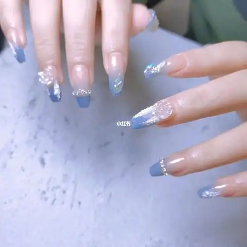 夏日冰蓝色仙女美甲
