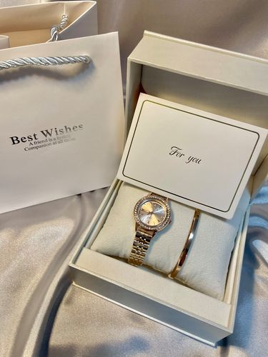 【白富美】miro米罗 手表女圆形镶钻香槟金满天星送礼盒防水