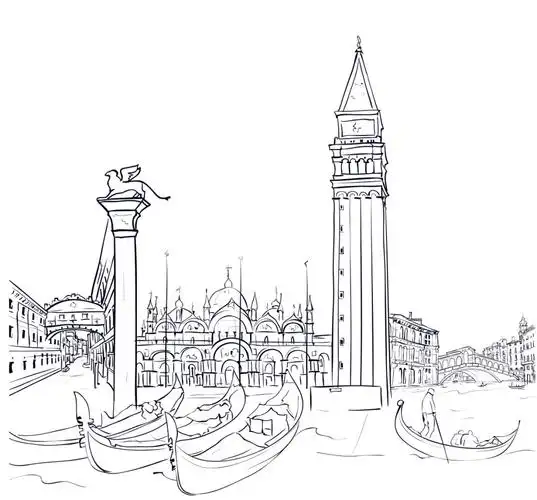 欧洲建筑线稿钢笔稿