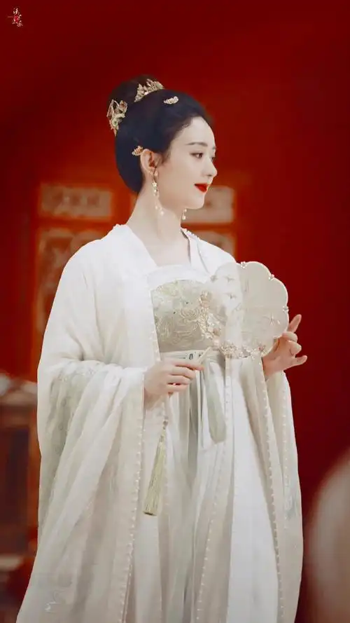 赵丽颖白衣执扇##赵丽颖执扇半遮面古装大片