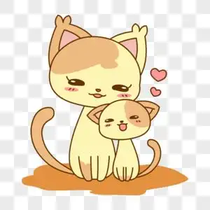 亲子钓鱼猫妈妈和猫宝宝素材