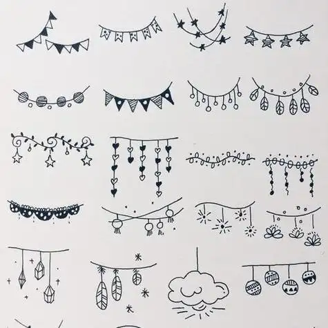 练习画画第18篇亮晶晶的彩带简笔画装点本子非常好看