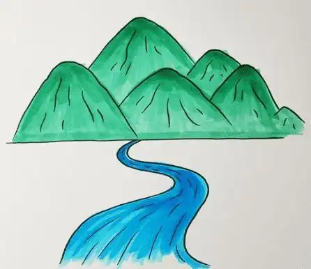 向往青山绿水儿童大简笔画