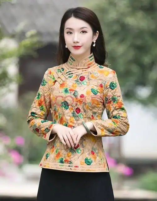 筠雅冬中式唐装上衣半身旗袍小袄加厚保暖复古洋气时尚民族风女装