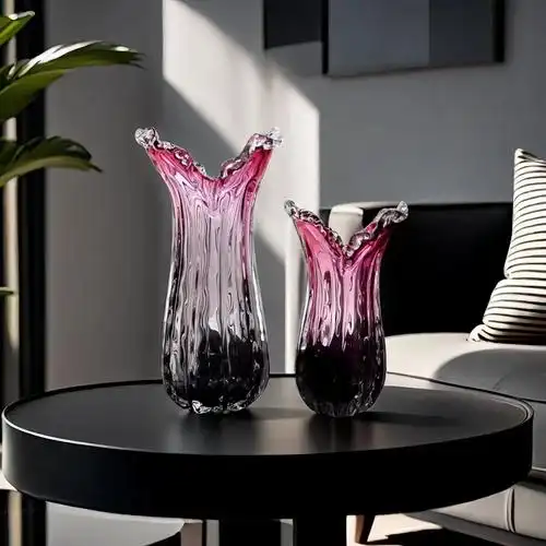 厚重金红色琉璃花瓶简约现代摆件高端民宿软装家居装饰品乔迁礼品