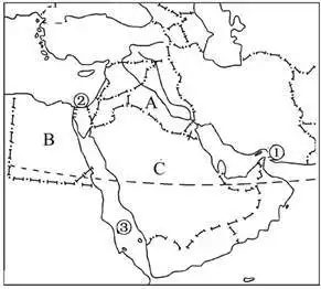 图是中东地区示意图读图回答下列问题