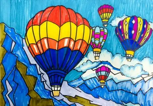 少儿书画作品-《热气球》/儿童书画作品《热气球》欣赏_中国少儿美术