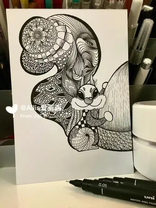 原创禅绕画动物篇松鼠洋洋