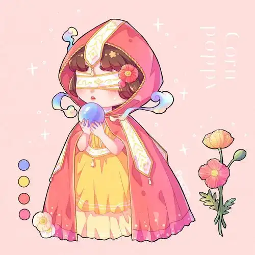 花朵拟人q版虞美人