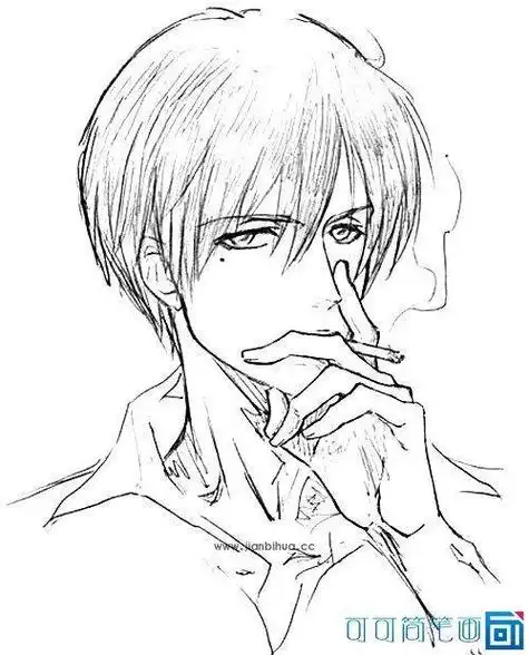 抽烟的男人卡通简笔画