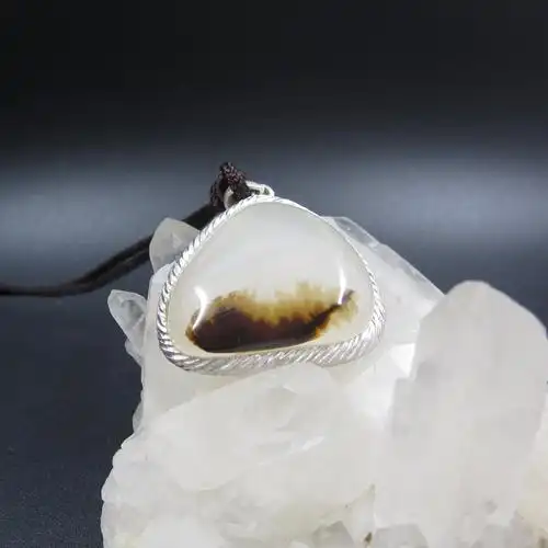 【手艺人直供】原创设计纯银手工包镶天然异形海洋玉髓毛衣链吊坠