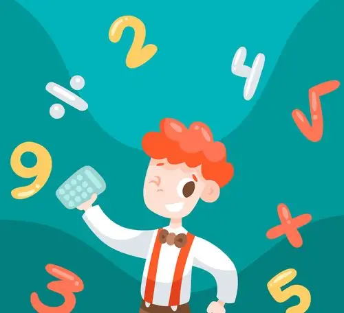 创意男孩和数学符号矢量图