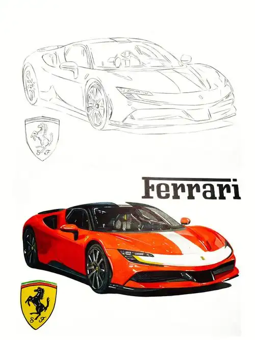 最近好多人来要之前画的法拉利fs90线稿.