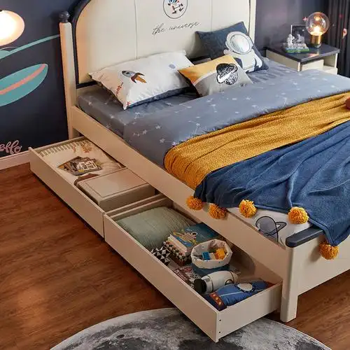 林氏家居现代简约小孩男童床卧室单人小户型一米二儿童床家具df2a