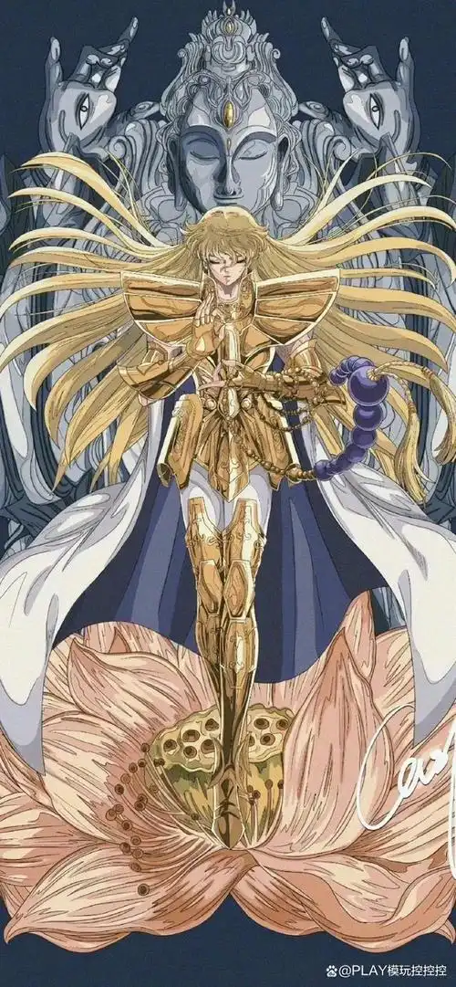 背景是亮点,圣斗士星矢12黄金圣斗士角色插画