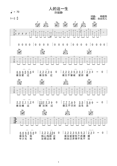 许丽静《人的这一生》吉他谱-彼岸吉他论坛-彼岸吉他 - 一站式吉他