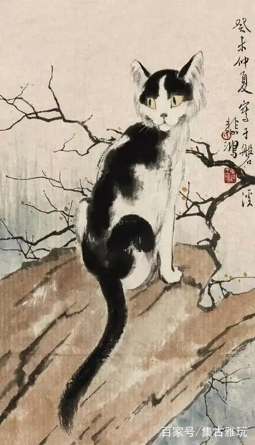 徐悲鸿大师笔下的猫,神采自若令人喜不自胜!