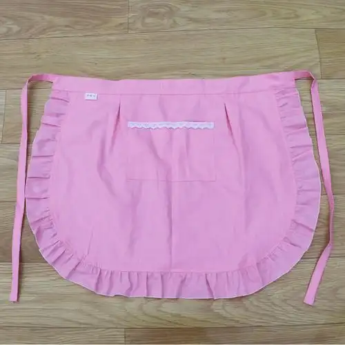 商场同款轻奢围裙厨房防水防油女士蓝花围裙半身围裙女半截短围裙短款