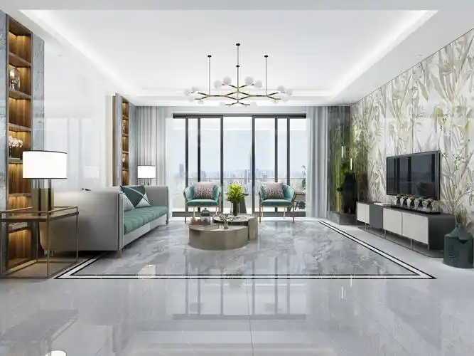 大客厅半墙地砖的铺贴方式