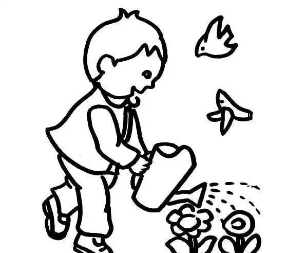 给花浇水的人物简笔画叔叔