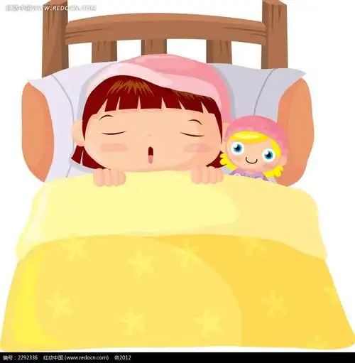 免费素材 矢量素材 矢量人物 卡通形象 睡觉的小女孩时尚矢量人物插画