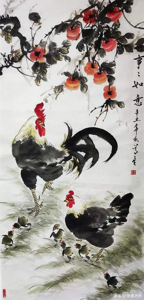 书画艺术楷模葛星——公鸡牡丹图作品鉴赏