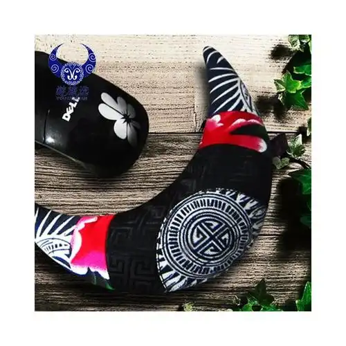 【缘系列】印花蜡染 创意牛角腕枕 苗族牛角文化 蜡染印花图腾