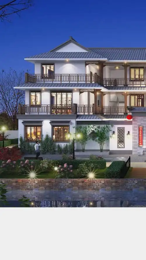 漂亮的三层新中式合院别墅,美丽的不可方物,以后回家盖一套开民宿