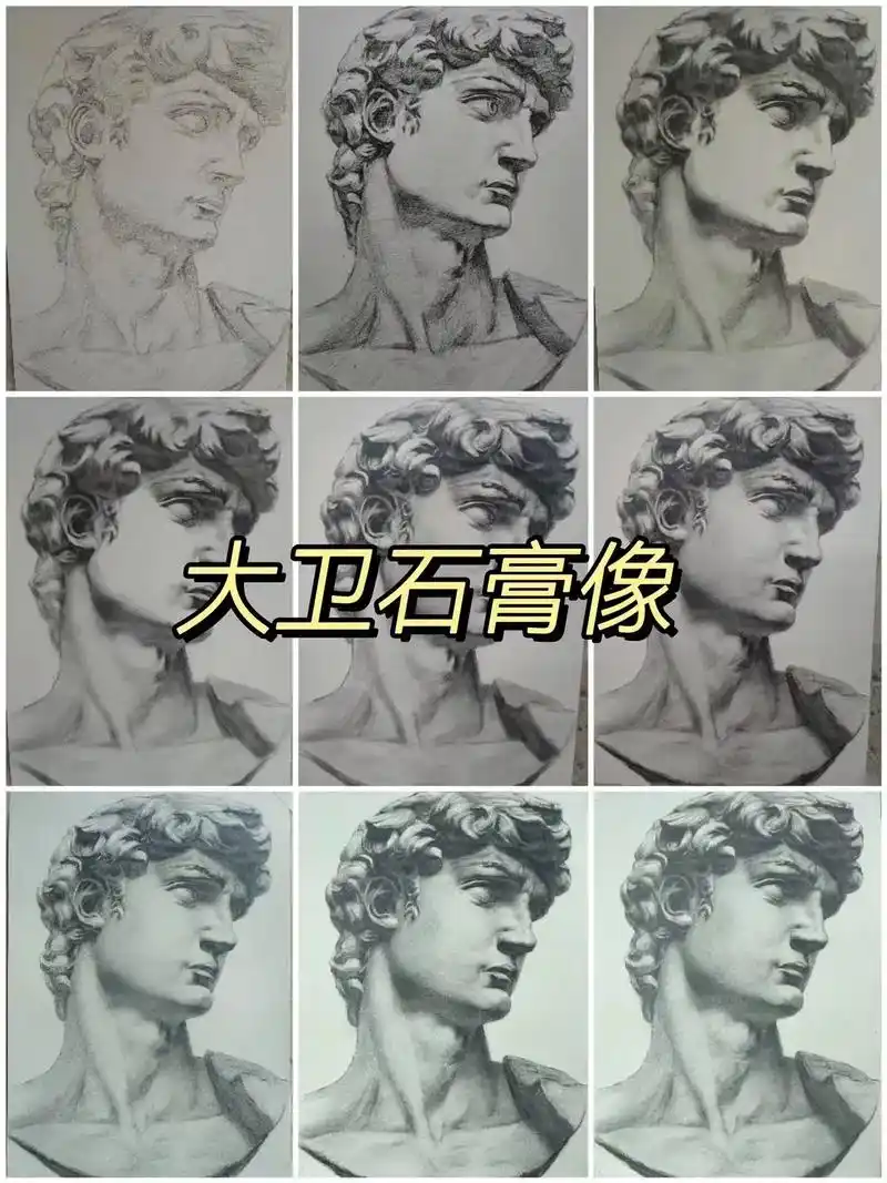 白艺术素描小课堂之大卫石膏像的画法#画画 #素描 - 抖音
